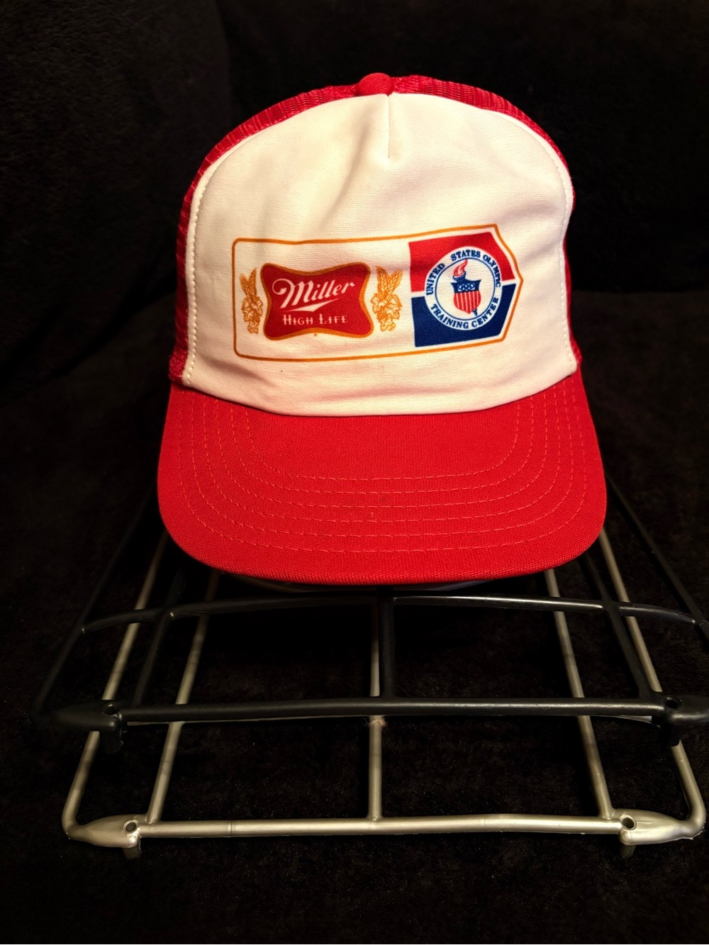 Miller high life US Olympic training center Vtg 80s trucker SnapBack hat Guc USA